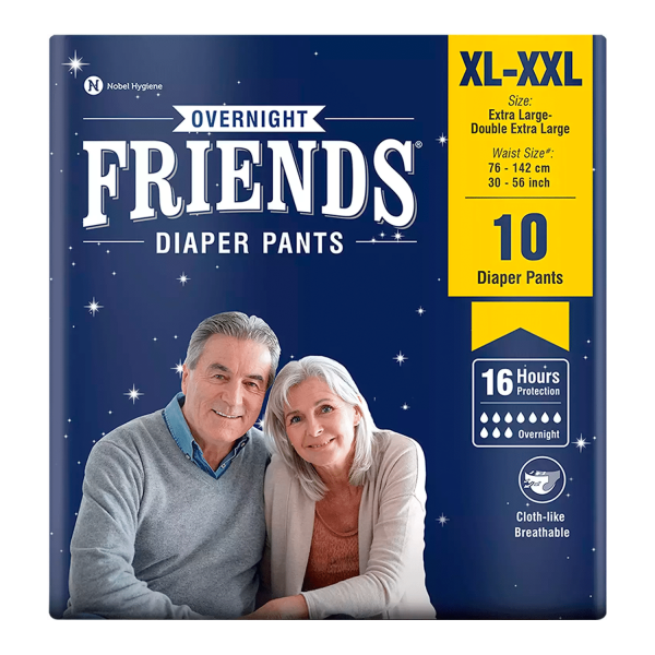 Quần Tã Dành Cho Người Lớn Friends Overnight - 10 Đếm (Xl-Xxl) Vòng Eo 30-56 Inch