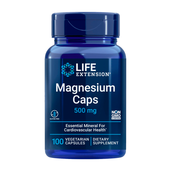Viên Magiê kéo dài tuổi thọ, 500 mg - Hỗn hợp khoáng chất thiết yếu cho tim mạch & Sức khỏe toàn thân - Không chứa gluten, không biến đổi gen, ăn chay - 100 Viên nhộng chay